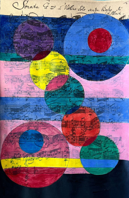 Painting on Klee & Bach Sheet Music 1